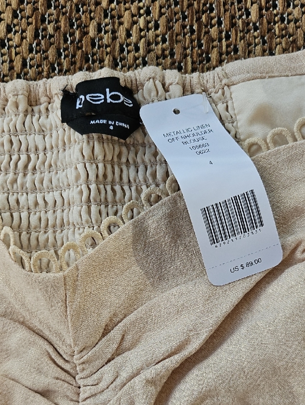 bebe Cream Puff-Sleeve Ruched Cropped Top - Picture 2 of 4